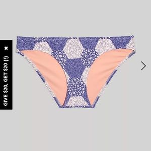 Madewell swimsuit bottom. Purple and white. Size Small. Never worn